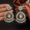 Turquoise Blue Color Kundan Earrings (KDE964TBLU)