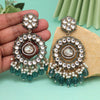 Bottle Green Color Kundan Earrings (KDE965BGRN)