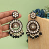 Black Color Kundan Earrings (KDE965BLK)