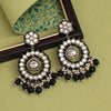 Black Color Kundan Earrings (KDE965BLK)