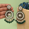 Green Color Kundan Earrings (KDE965GRN)