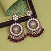 Magenta Color Kundan Earrings (KDE965MNT)