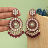 Magenta Color Kundan Earrings (KDE965MNT)