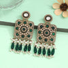 Green Color Kundan Earrings (KDE966GRN)