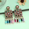 Multi Color Kundan Earrings (KDE966MLT)