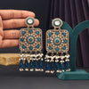 Turquoise Blue Color Kundan Earrings (KDE966TBLU)