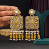 Yellow Color Kundan Earrings (KDE966YLW)