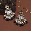 Black Color Mother Of Pearl Kundan Earrings (KDE970BLK)