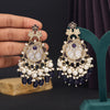 Blue Color Mother Of Pearl Kundan Earrings (KDE970BLU)