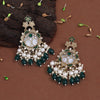 Green Color Mother Of Pearl Kundan Earrings (KDE970GRN)