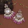 Light Purple Color Mother Of Pearl Kundan Earrings (KDE970LPRP)