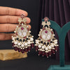 Magenta Color Mother Of Pearl Kundan Earrings (KDE970MNT)