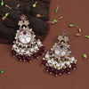 Magenta Color Mother Of Pearl Kundan Earrings (KDE970MNT)