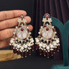 Maroon Color Mother Of Pearl Kundan Earrings (KDE970MRN)