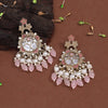 Pink Color Mother Of Pearl Kundan Earrings (KDE970PNK)