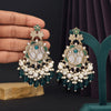 Turquoise Blue Color Mother Of Pearl Kundan Earrings (KDE970TBLU)