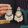 White Color Mother Of Pearl Kundan Earrings (KDE970WHT)