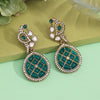 Turquoise Blue Color Kundan Earrings (KDE971TBLU)