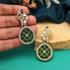 Green Color Kundan Earrings (KDE972GRN)