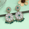 Green Color Mother Of Pearl Kundan Earrings (KDE973GRN)