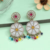 Multi Color Mother Of Pearl Kundan Earrings (KDE973MLT)