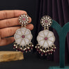 Magenta Color Mother Of Pearl Kundan Earrings (KDE973MNT)