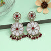 Maroon Color Mother Of Pearl Kundan Earrings (KDE973MRN)