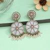 Pink Color Mother Of Pearl Kundan Earrings (KDE973PNK)