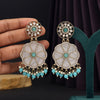 Sky Blue Color Mother Of Pearl Kundan Earrings (KDE973SBLU)