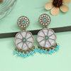 Sky Blue Color Mother Of Pearl Kundan Earrings (KDE973SBLU)