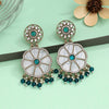 Turquoise Blue Color Mother Of Pearl Kundan Earrings (KDE973TBLU)