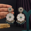 Turquoise Blue Color Mother Of Pearl Kundan Earrings (KDE973TBLU)