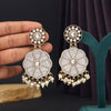 White Color Mother Of Pearl Kundan Earrings (KDE973WHT)