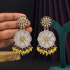 Yellow Color Mother Of Pearl Kundan Earrings (KDE973YLW)