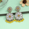 Yellow Color Mother Of Pearl Kundan Earrings (KDE973YLW)