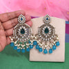 Turquoise Blue Color Kundan Earrings (KDE974TBLU)