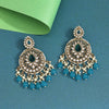 Turquoise Blue Color Kundan Earrings (KDE974TBLU)