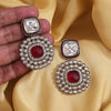 Maroon Color Moissanite Kundan Earrings (KDE975MRN)