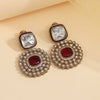 Maroon Color Moissanite Kundan Earrings (KDE975MRN)