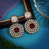 Maroon Color Moissanite Kundan Earrings (KDE975MRN)