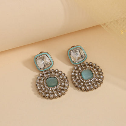 Sky Blue Color Moissanite Kundan Earrings (KDE975SBLU)