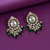 Green Color Kundan Earrings (KDE976GRN)