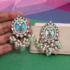 Pista Green & Pink Color Kundan Earrings (KDE976PGRNPNK)