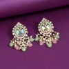 Pista Green & Pink Color Kundan Earrings (KDE976PGRNPNK)