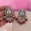 Red Color Kundan Earrings (KDE976RED)