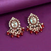 Red Color Kundan Earrings (KDE976RED)