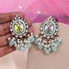 Sky Blue Color Kundan Earrings (KDE976SBLU)