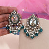 Turquoise Blue Color Kundan Earrings (KDE976TBLU)