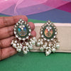 White & Green Color Kundan Earrings (KDE976WHTGRN)