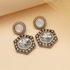 Black Color Moissanite Kundan Earrings (KDE977BLK)